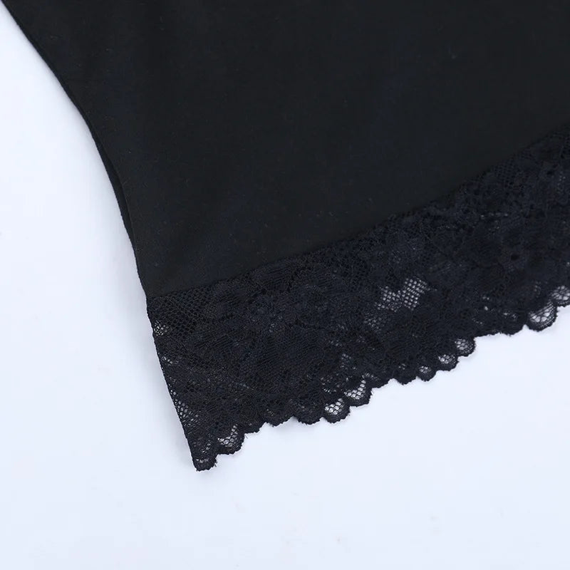 Sexy Slash Neck Off Shoulder Lace Tops Y2k Simple Fashion Women's Tee Shirts Short Sleeve Casual T-Shirts Trendy Tshirts