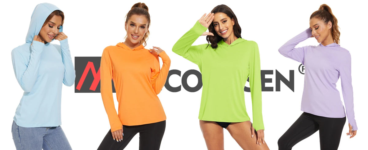 MAGCOMSEN Women's Trekking T-Shirt UPF 50+ UV Protection Sportswear Quick Drying Long Sleeve Summer Hoodie Shirt with Thumb Hole