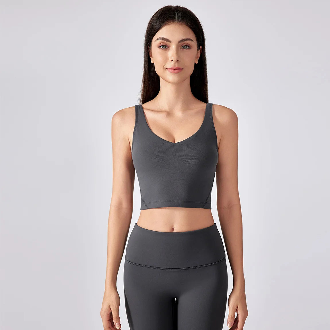 V Neck Built-in Bra Sports Yoga Top Slim-fit Vest with Quick Dry Casual Fitness Workout for Women Tank Top Wear