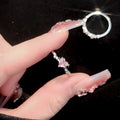 Vintage Y2K Accessories Aesthetic Pink Planet Heart Zircon Rings for Women Cool Hip Hop Kpop Cross Star Rings  Jewelry