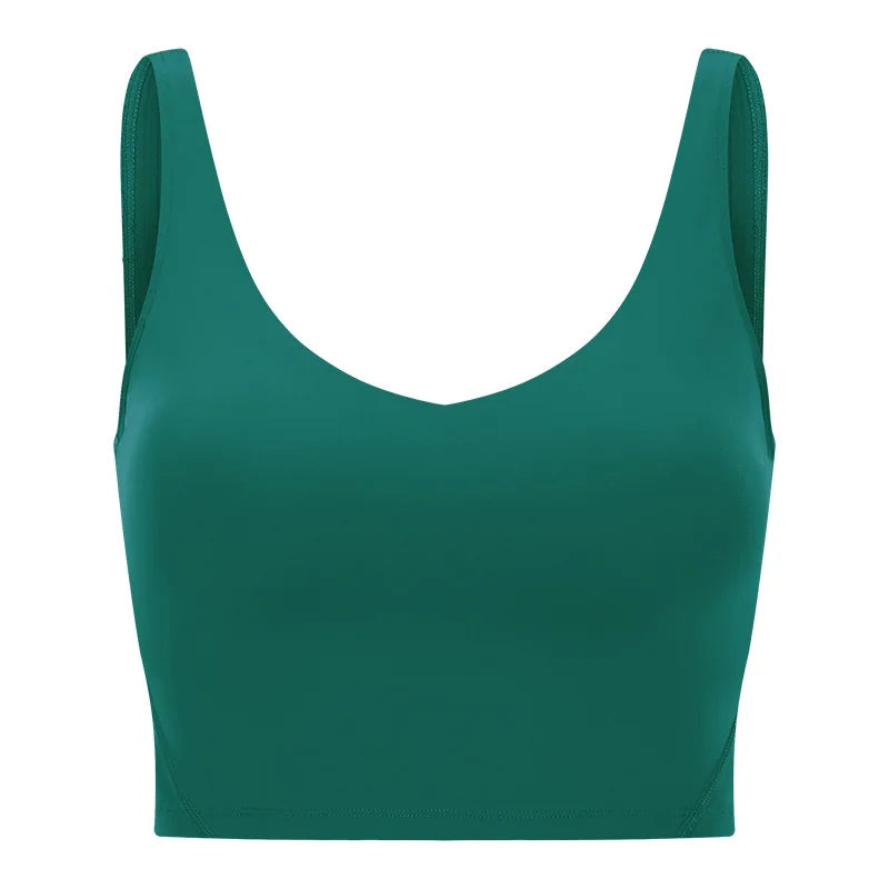 V Neck Built-in Bra Sports Yoga Top Slim-fit Vest with Quick Dry Casual Fitness Workout for Women Tank Top Wear