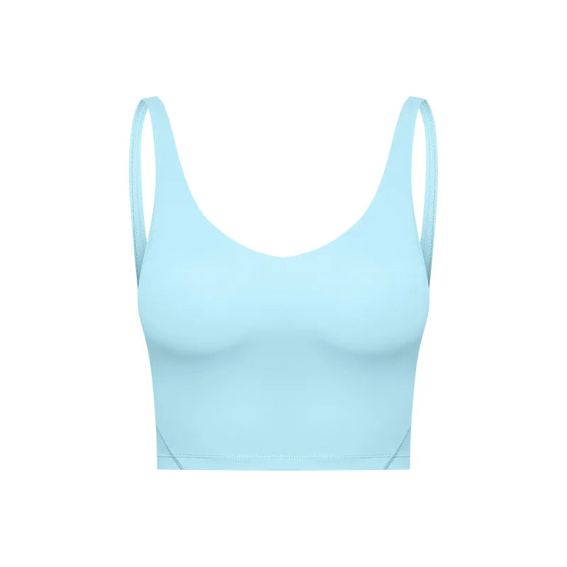 V Neck Built-in Bra Sports Yoga Top Slim-fit Vest with Quick Dry Casual Fitness Workout for Women Tank Top Wear