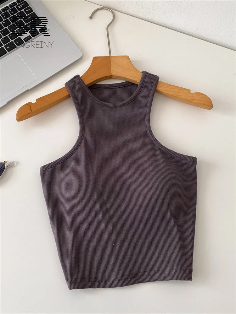 SINGREINY Candy Colors Hotsweet Top Women Bodycon Solid Spicy Girl Ins Tank Top Summer Sleeveless Versatile Basics Sexy Camisole
