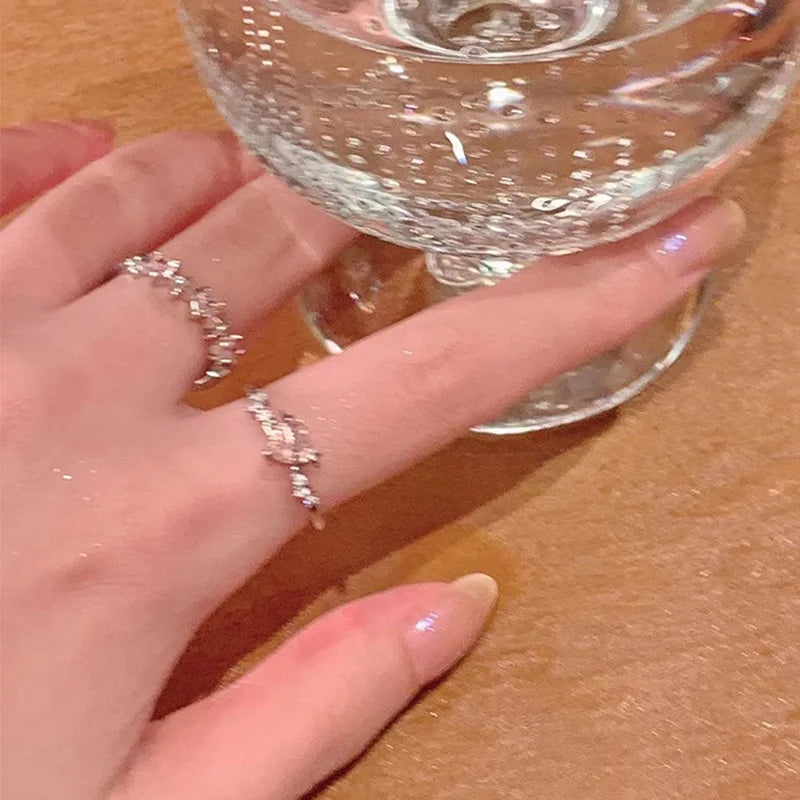 Vintage Y2K Accessories Aesthetic Pink Planet Heart Zircon Rings for Women Cool Hip Hop Kpop Cross Star Rings  Jewelry