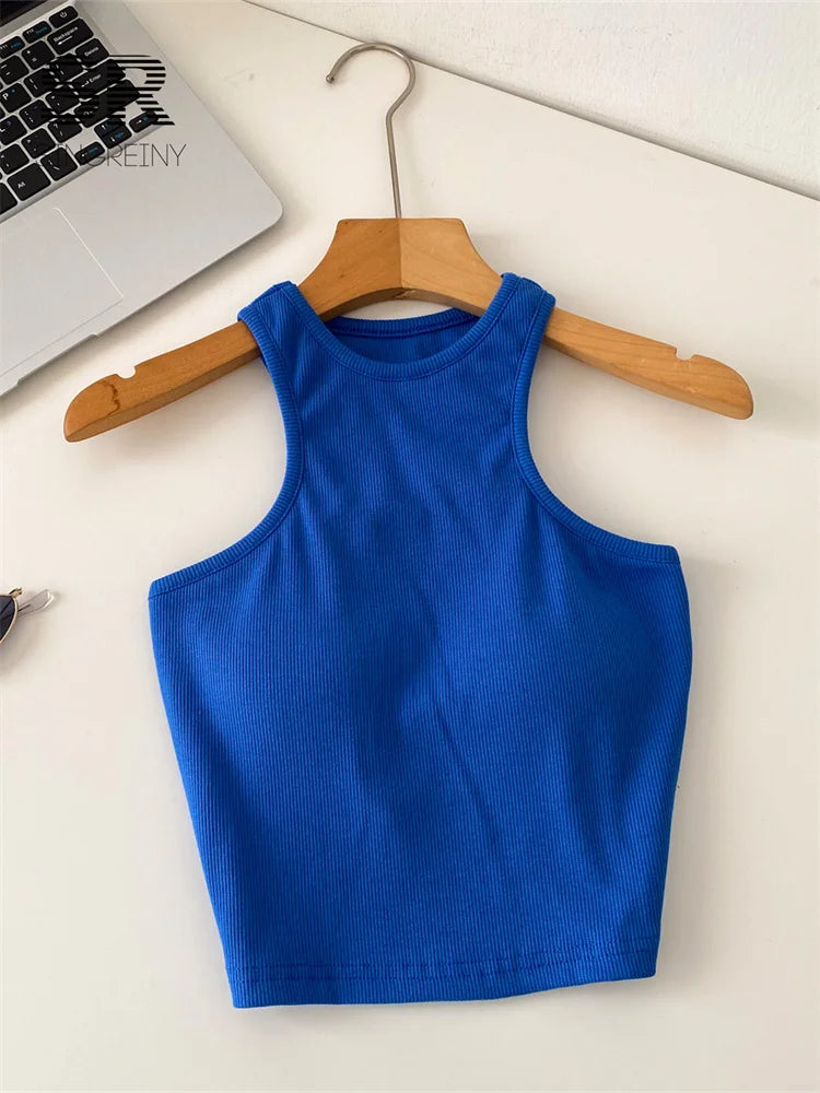 SINGREINY Candy Colors Hotsweet Top Women Bodycon Solid Spicy Girl Ins Tank Top Summer Sleeveless Versatile Basics Sexy Camisole
