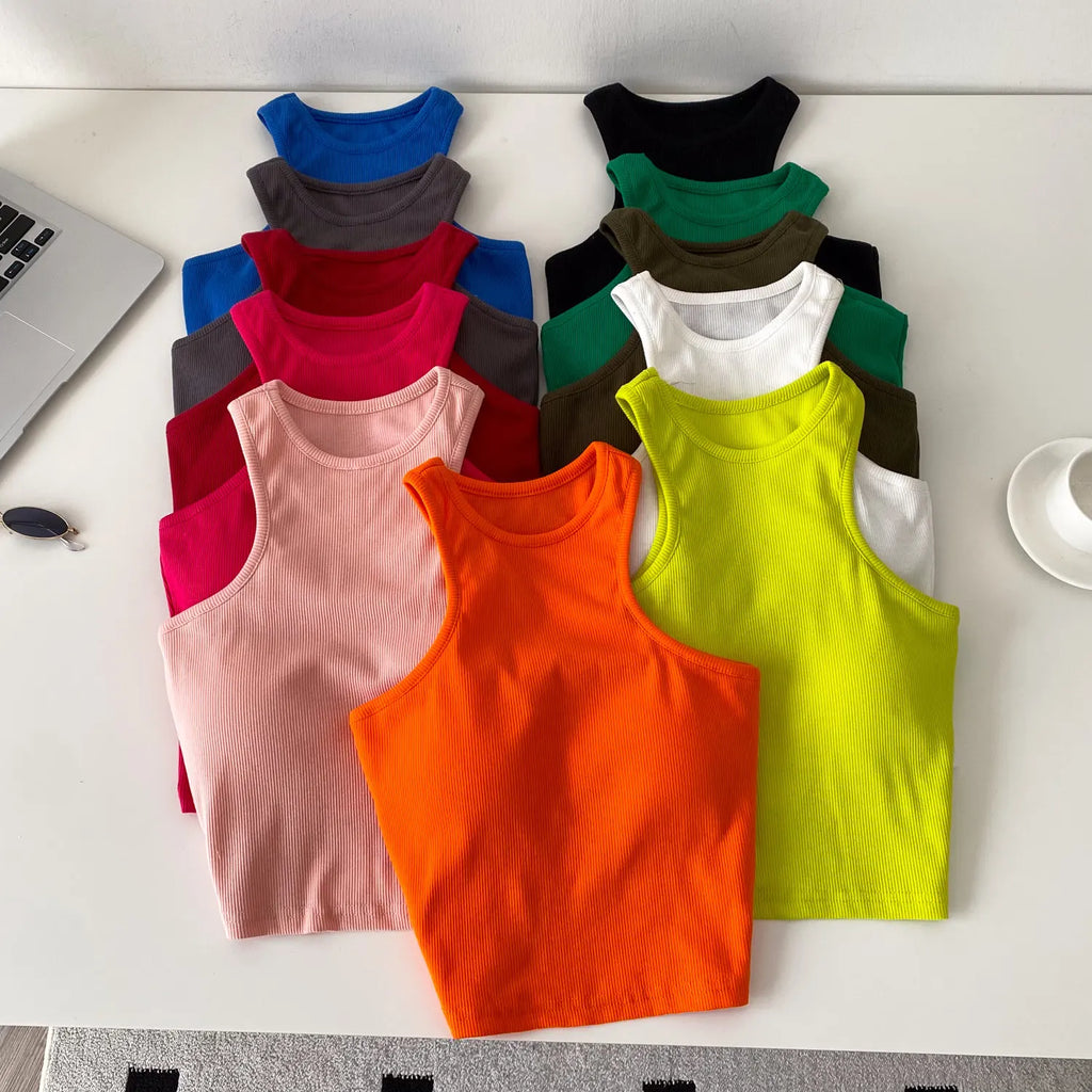 SINGREINY Candy Colors Hotsweet Top Women Bodycon Solid Spicy Girl Ins Tank Top Summer Sleeveless Versatile Basics Sexy Camisole