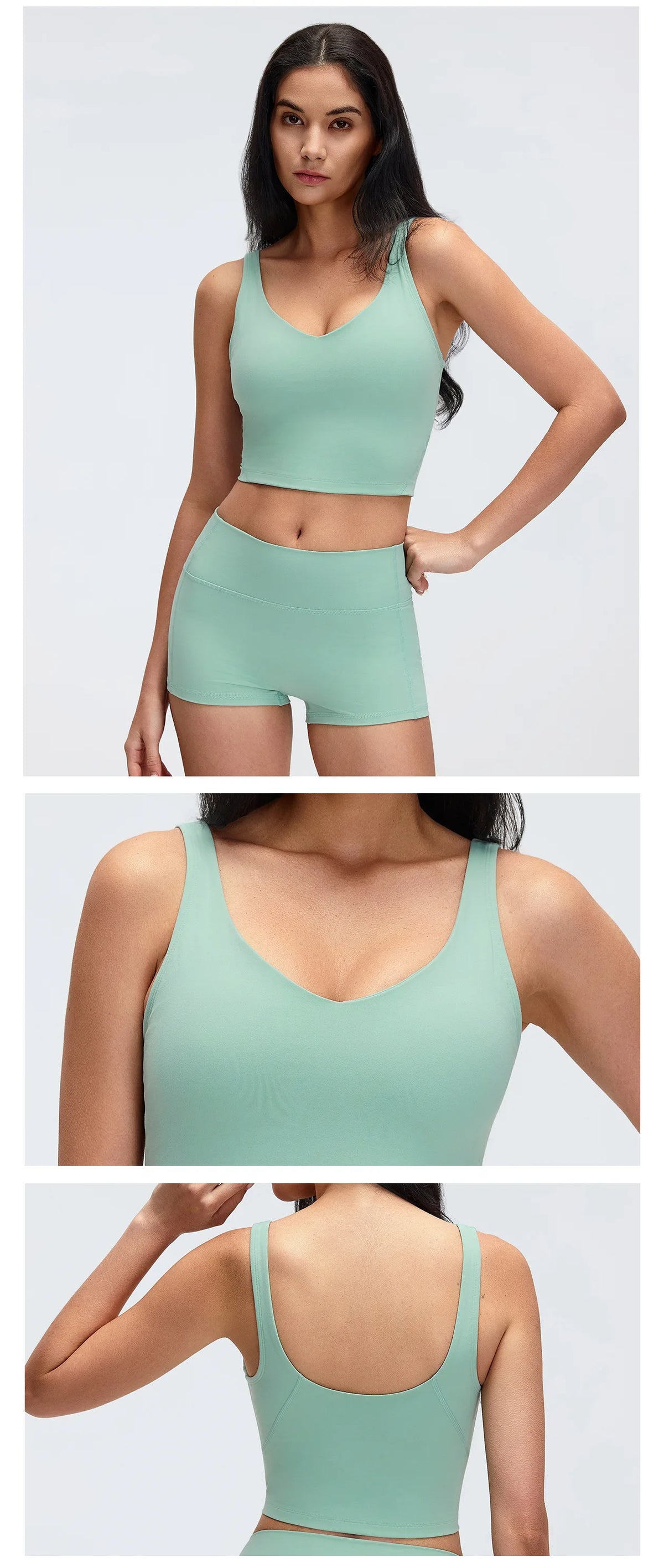 V Neck Built-in Bra Sports Yoga Top Slim-fit Vest with Quick Dry Casual Fitness Workout for Women Tank Top Wear