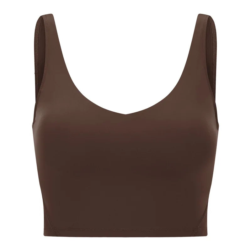 V Neck Built-in Bra Sports Yoga Top Slim-fit Vest with Quick Dry Casual Fitness Workout for Women Tank Top Wear