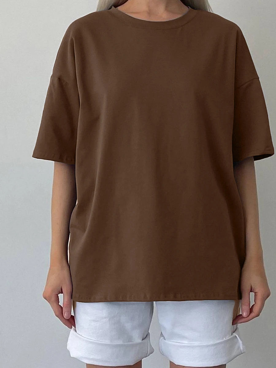 Hirsionsan 100% Cotton T Shirt Women 2024 Summer New  Basic Elegant Tee Casual Loose Tshirt Chic O Neck Female Couple Tops M-3XL