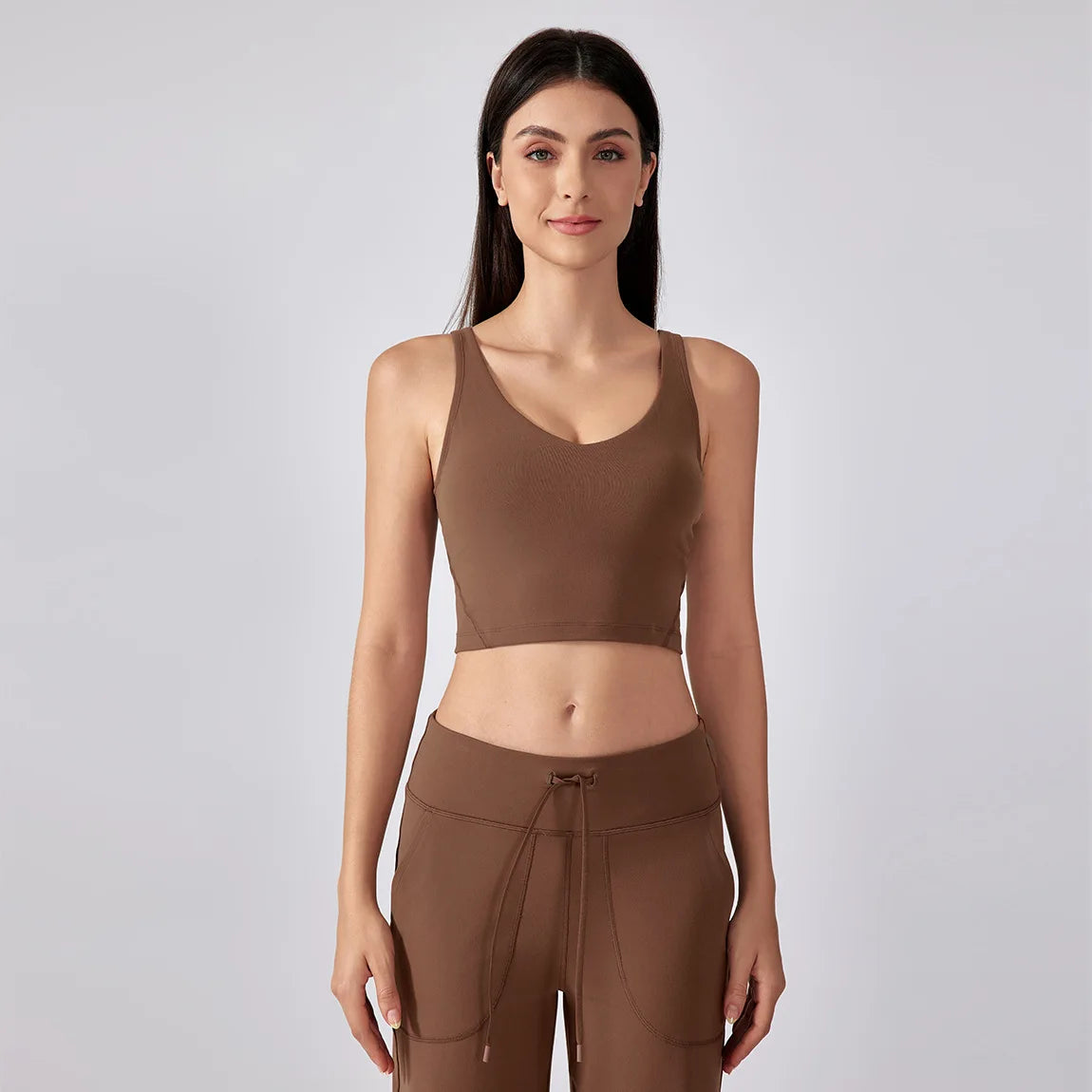 V Neck Built-in Bra Sports Yoga Top Slim-fit Vest with Quick Dry Casual Fitness Workout for Women Tank Top Wear